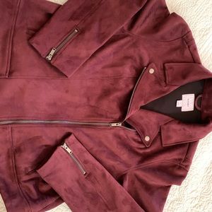 Burgundy zip up coat